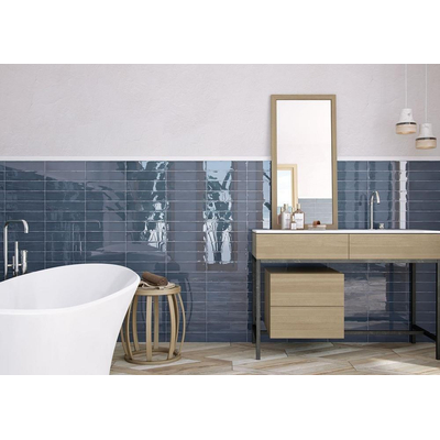 ÉCHANTILLON Terravito Pavero carreau mural - 7.5x30cm - Rectangle - 8.6mm - Bleu marine brillant