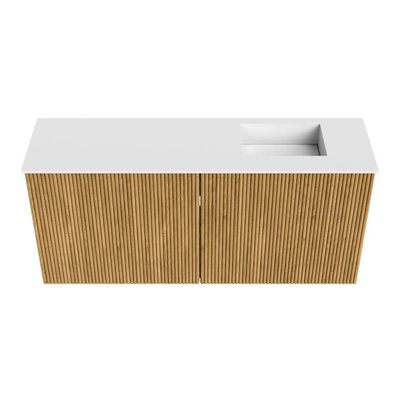 Mondiaz JOYA 90cm meuble de salle de bains - couleur Oak - Vasque FAYE position Droite 1 trou de robinet couleur Talc.