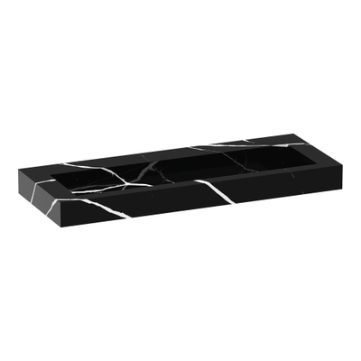 BRAUER Coral wastafel - 120x46x10cm - 1 wasbak - 0 kraangaten - composiet - marmerlook - Nero Marquina
