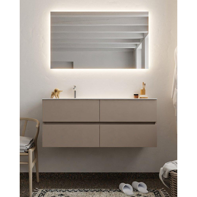 Mondiaz VICA Ensemble de meuble de salle de bain - 120cm - meuble sous-vasque fumée - 4 tiroirs - lavabo lune gauche - 1 trou de robinet - version XL 60cm haut