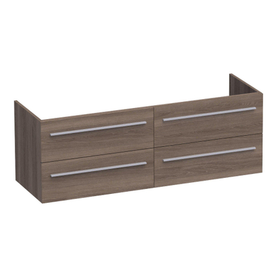 Saniclass EX WastafelOnderkast - 140x46x50cm - 4 softclose lades - zonder greep - 2 sifonuitsparingen - MFC - legno viola