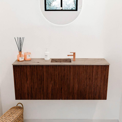 Mondiaz JOYA-DLUX 100cm toiletmeubel - kleur Ruby - Wastafel FAYE positie Midden 1 kraangat kleur Arena.