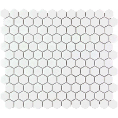 The Mosaic Factory Barcelona mozaïektegel - 26x30cm - wand en vloertegel - Zeshoek/Hexagon - Porselein White Mat