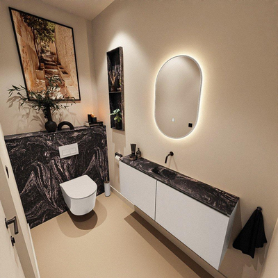 MONDIAZ TURE-DLUX Meuble toilette - 120cm - Linen - EDEN - vasque Lava - position centrale - sans trou de robinet