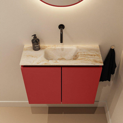 MONDIAZ TURE-DLUX Meuble toilette - 60cm - Fire - EDEN - vasque Frappe - position centrale - sans trou de robinet