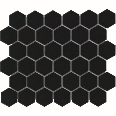 La Mosaic Factory Barcelona carreau mosaïque - 28,2x32,1cm - carrelage mural - Hexagone - Porcelaine Noir Brillant