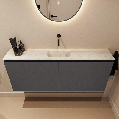 MONDIAZ TURE-DLUX Meuble toilette - 120cm - Dark Grey - EDEN - vasque Ostra - position centrale - sans trou de robinet