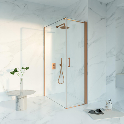 Fortifura Galeria Cabine de douche - 60x120x200 - Profil verre de sécurité - anticalcaire - Cuivre brossé PVD (Cuivre)