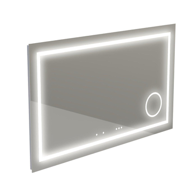 Thebalux spiegel model I 120x75 aluminium geïntegreerde lichtbaan rondom in spiegel voorzien van LED indirecte LED onderzijde Bluetooth touchschakeling spiegelverwarming verlichte vergrootspiegel en stopkontact