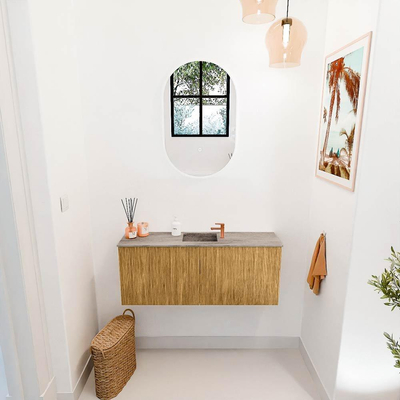 Mondiaz JOYA-DLUX 100cm toiletmeubel - kleur Oak - Wastafel FAYE positie Midden 1 kraangat kleur Oza.