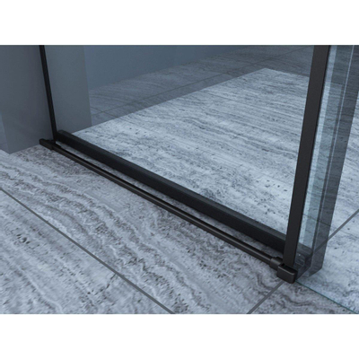 Wiesbaden Slide Porte de douche coulissante double pour niche 110x200cm verre clair NANO 8mm profilé noir mat