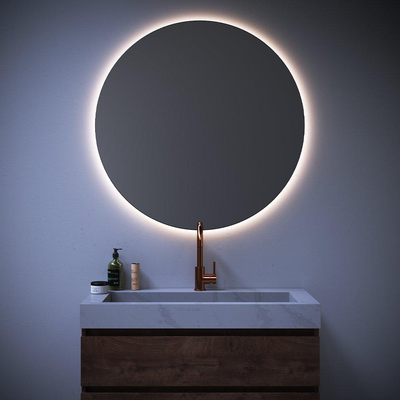 Saniclass Eclipse Spiegel - 100x100x3.5cm - verlichting - geborsteld Aluminium