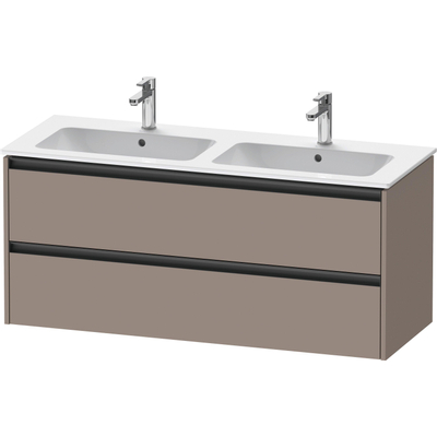 Duravit Ketho.2 Wastafelonderbouwkast - met 2 laden - voor dubbele wastafel - 128x48x55cm - met grepen antraciet - basalt mat