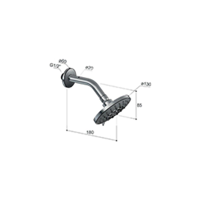 Hotbath Mate pomme de douche avec 3 jets, y compris bras mural 13cm rond nickel brossé