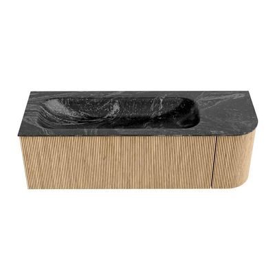 MONDIAZ KURVE-DLUX 135cm Meuble salle de bain avec module 25 D - couleur Oak - 1 tiroir - 1 porte - vasque BIG MEDIUM gauche - 1 trou de robinet - couleur Lava