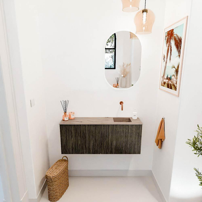 Mondiaz JOYA-DLUX 100cm toiletmeubel - kleur Shadow - Wastafel FAYE positie Rechts Zonder kraangat kleur Arena.