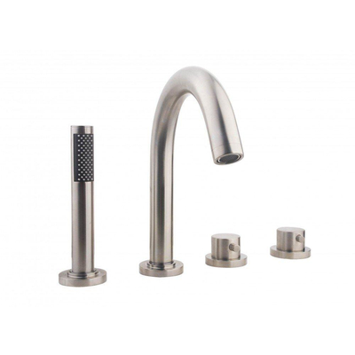 Wiesbaden Caral Mitigeur de bord de baignoire thermostatique 4 trous ensemble de finition avec corps encastré acier brossé