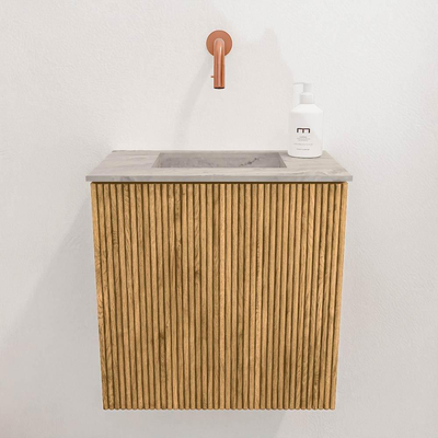 Mondiaz JOYA-DLUX 40cm toiletmeubel - kleur Oak - Wastafel FAYE positie Midden Zonder kraangat kleur Glace.