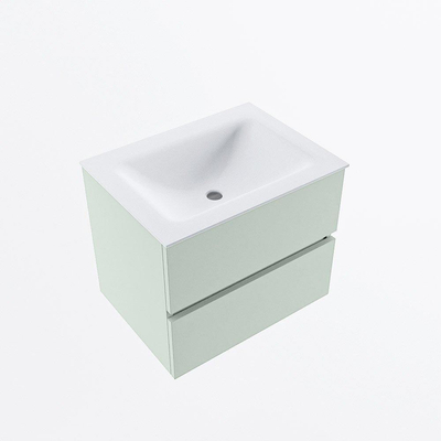 Mondiaz VICA ensemble de meuble de salle de bain - 60cm - meuble sous-vasque greey - 2 tiroirs - lavabo cloud milieu - sans trous de robinet - version haute de 60cm - talc