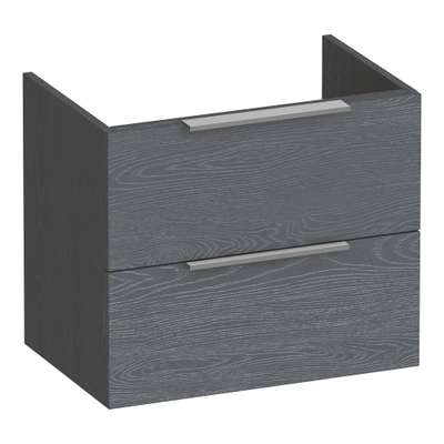 BRAUER Elevate meuble sous-lavabo peu profond 60 sans poignées rapportées 2 tiroirs à fermeture douce et 1 découpe pour siphon - Timber Grey