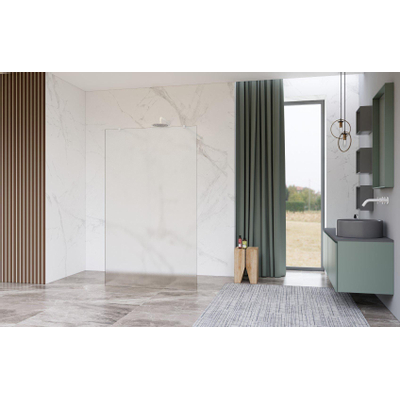 Fortifura Galeria Douche à l'italienne - 100x200cm - verre dépoli - anticalcaire - verre de sécurité 8mm - bras muraux - Blanc mat