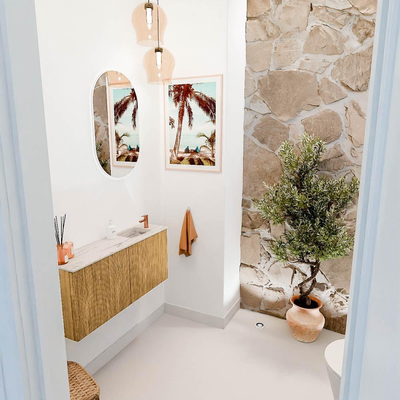 Mondiaz JOYA-DLUX 90cm meuble de toilette - couleur Oak - Vasque FAYE position Droite 1 trou de robinet couleur Nata.