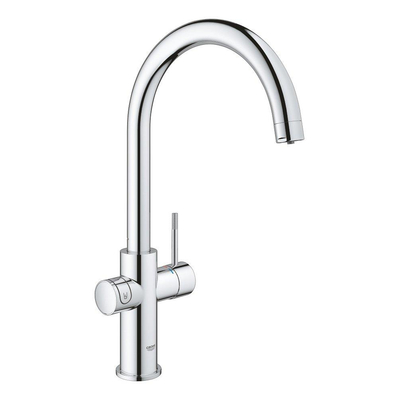 GROHE Blue Home Keukenkraan - C-uitloop - 1-gats - filterfunctie - plat licht en bruisend water - chroom