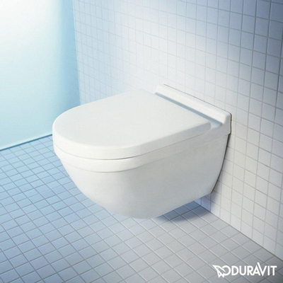 Duravit Starck 3 cuvette suspendue à chasse profonde sans bride 54cm avec fixation dissimulée et abattant de toilette blanc