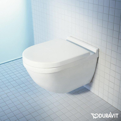 Duravit Starck 3 WC suspendu à fond creux Rimless 54cm avec fixation cachée et abattant blanc