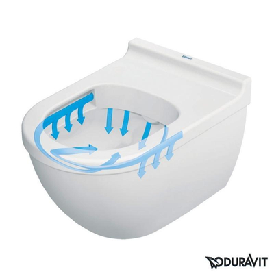 Duravit Starck 3 cuvette suspendue à chasse profonde sans bride 54cm avec fixation dissimulée et abattant de toilette blanc