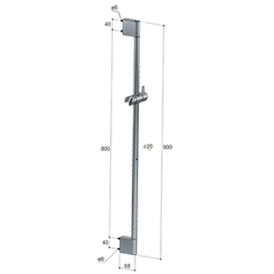 Hotbath Barre de douche - 90cm - ABS - nickel brossé (inox)
