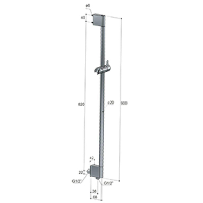 Hotbath Mate Glijstang - 90cm - geïntegreerde waterinlaat - rond - kunststof - geborsteld nikkel (RVS)