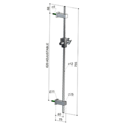 Hotbath Mate Glijstang - 75cm vierkant - geborsteld nikkel (RVS)
