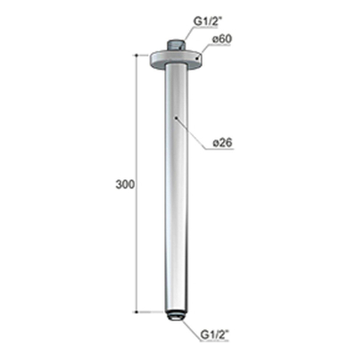Hotbath Mate Plafondarm rond - 30cm - geborsteld nikkel (RVS)