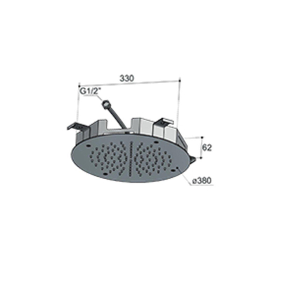 Hotbath Mate Hoofddouche rond - 38cm - geborsteld nikkel (RVS)