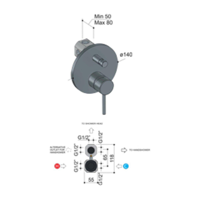 Hotbath Buddy Robinet douche encastrable avec inverseur nickel brossé