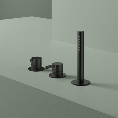 Hotbath Ace Mitigeur de baignoire - Combinaison pour bord de baignoire - monolevier - inverseur 2 voies - douchette à main - noir brossé PVD