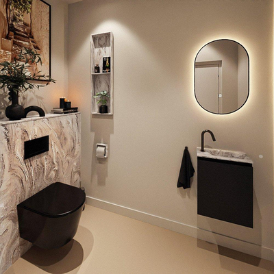 MONDIAZ TURE-DLUX 40cm toiletmeubel Urban. EDEN wastafel Glace positie rechts. Met 1 kraangat.