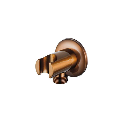 Fortifura Calvi ensemble de douche à l'italienne - rond - thermostatique - bras plafond - douche principale de 25 cm - douchette à main - flexible lisse - Cuivre brossé PVD