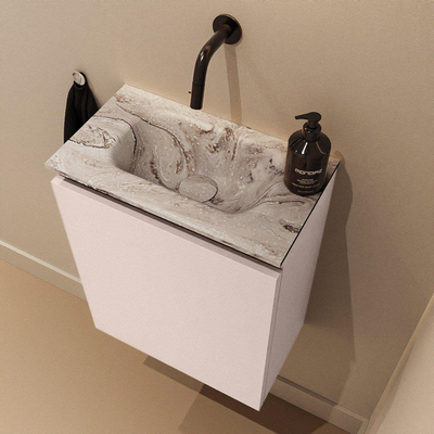 MONDIAZ TURE-DLUX Meuble WC 40 cm Rosee. Lavabo EDEN Glace position milieu. Sans trou de robinet.