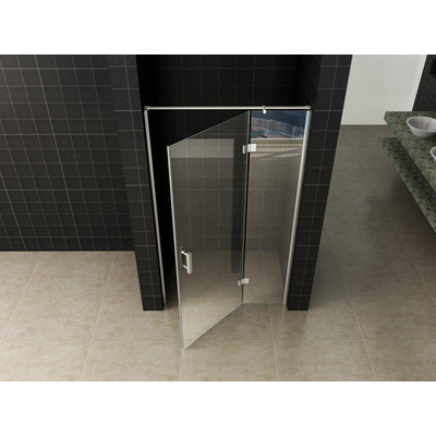 Wiesbaden Vaz Porte de niche avec partie fixe 1000 x 2000 x 8 mm verre clair nano/chrome