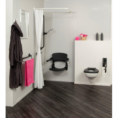 Handicare siège de douche rabattable avec dossier et accoudoirs anthracite
