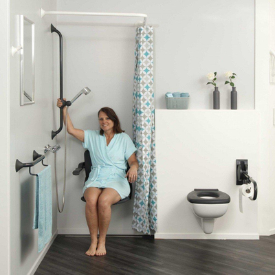 Handicare siège de douche rabattable avec dossier et accoudoirs anthracite