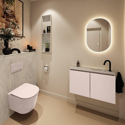 MONDIAZ TURE-DLUX 80cm toiletmeubel Rosee. EDEN wastafel Opalo positie rechts. Met 1 kraangat.