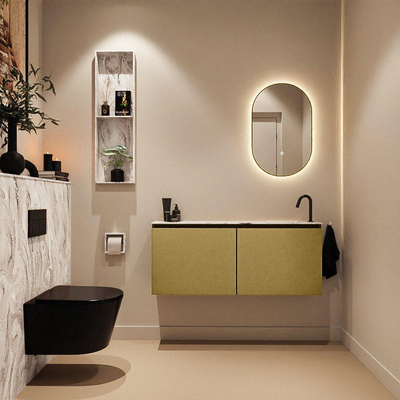 MONDIAZ TURE-DLUX Meuble toilette - 120cm - Oro - EDEN - vasque Glace - position droite - 1 trou de robinet