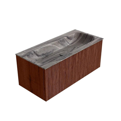 MONDIAZ KURVE-DLUX Meuble de salle de bains 100cm couleur Ruby avec 1 tiroir et 0 porte. Lavabo BIG MEDIUM Central 1 trou de robinet Sombra.