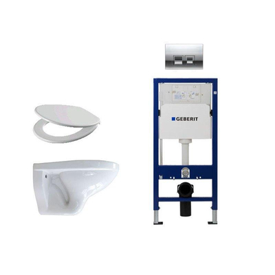 Adema Classico Set de toilette avec cuvette, siège basic et Delta 50 plaque de commande chrome mat