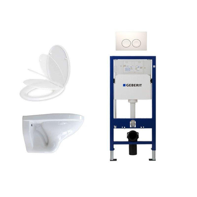 Adema Classico Set de toilettes avec cuvette, lunette softclose et plaque de commande Delta 21 blanc