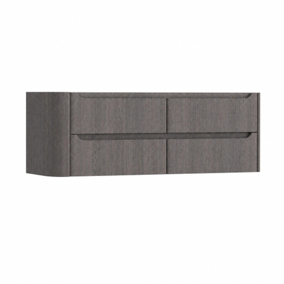 H&R Badmeubelen Juice Wastafelonderkast - 140x45x50cm - linkerhoek afgerond - 4 lades - geïntegreerde greep - Wenge