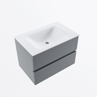 Mondiaz VICA ensemble de meuble de salle de bain - 70cm - meuble sous-vasque plata - 2 tiroirs - lavabo cloud milieu - 1 trou de robinet - version haute de 60cm - talc